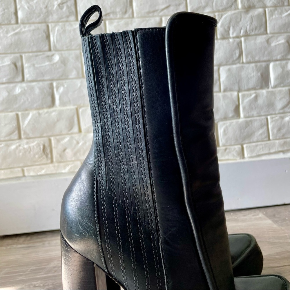 Alexander Wang Addison Platform Black Italian Leather Ankle Boots Size 37 - Picture 5 of 16